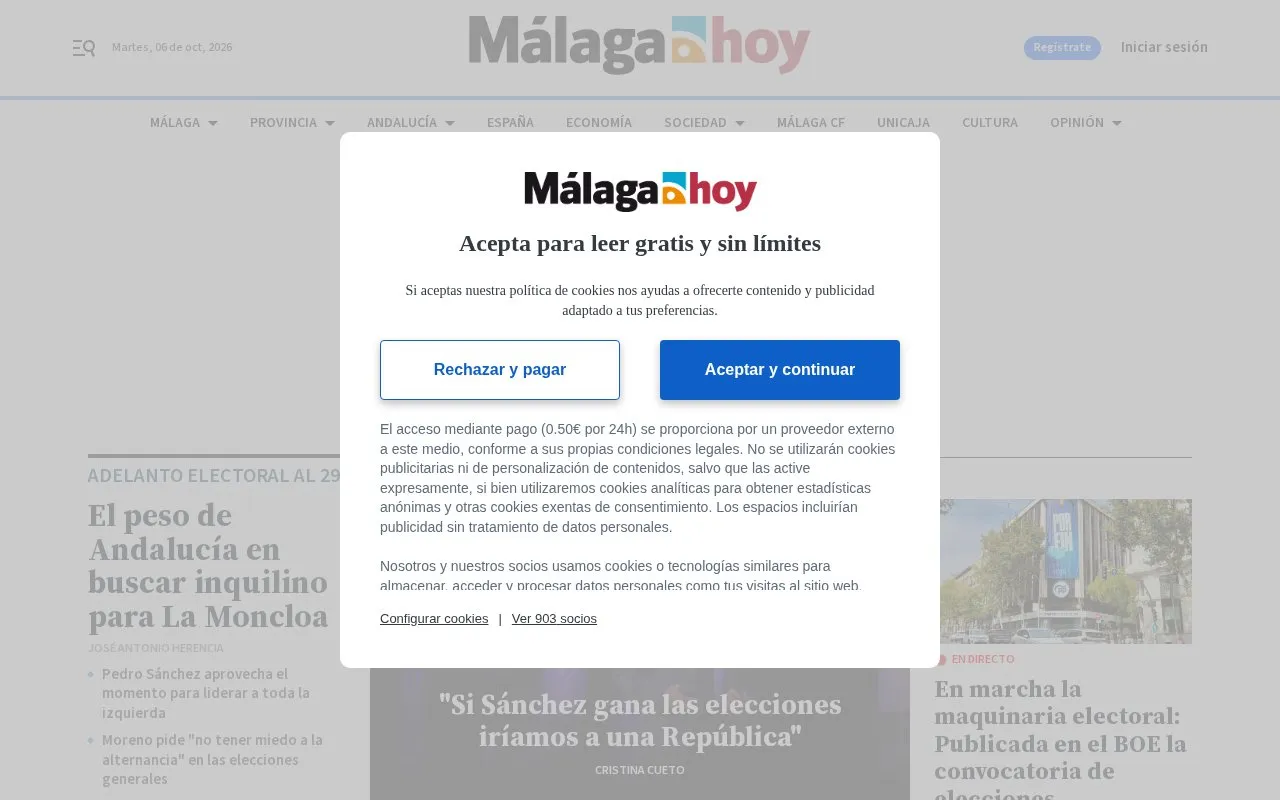 Málaga Hoy homepage screenshot