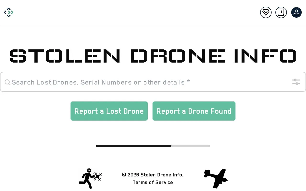Stolen Drone homepage screenshot