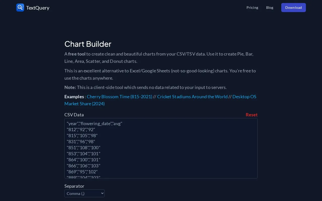Chart Builder homepage screenshot