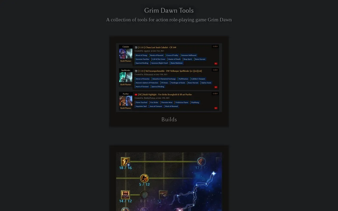 Grim Tools homepage screenshot