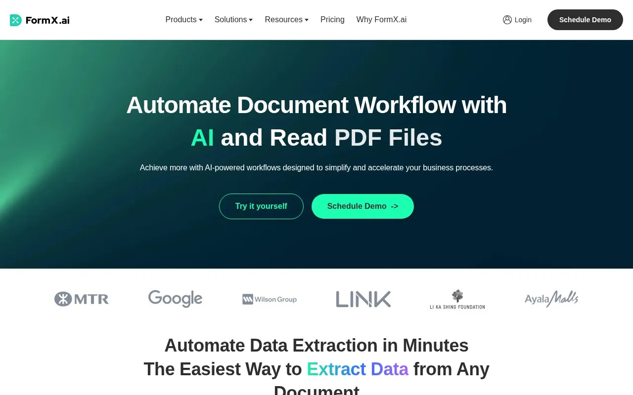 FormX.ai homepage screenshot