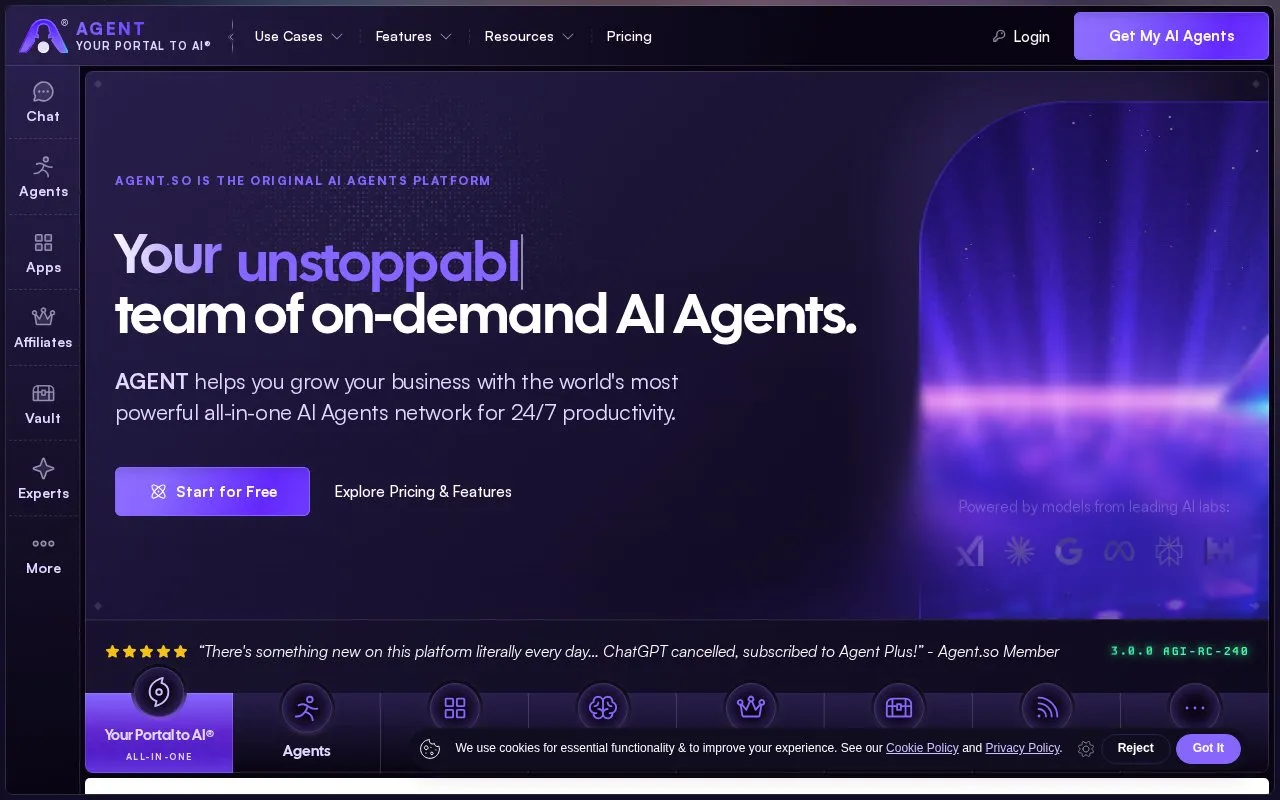 Agent.so homepage screenshot