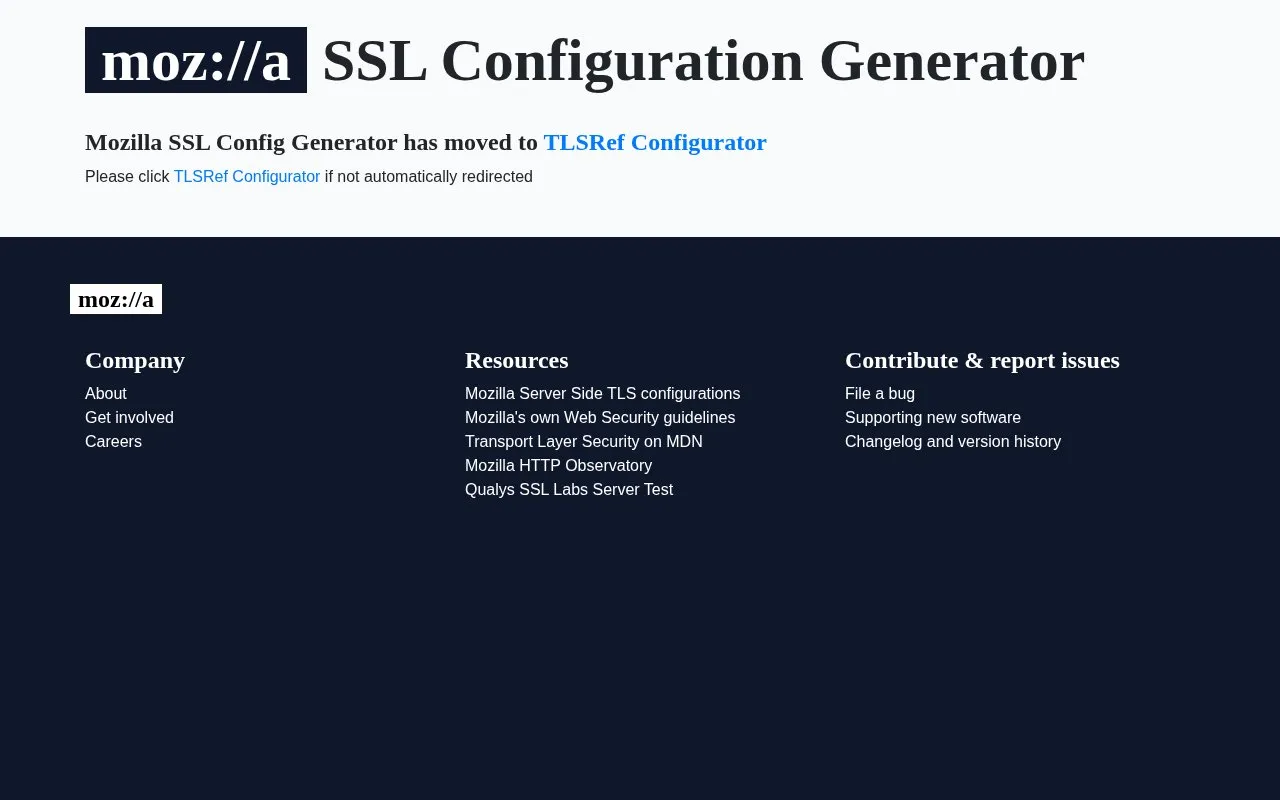 Mozilla SSL homepage screenshot