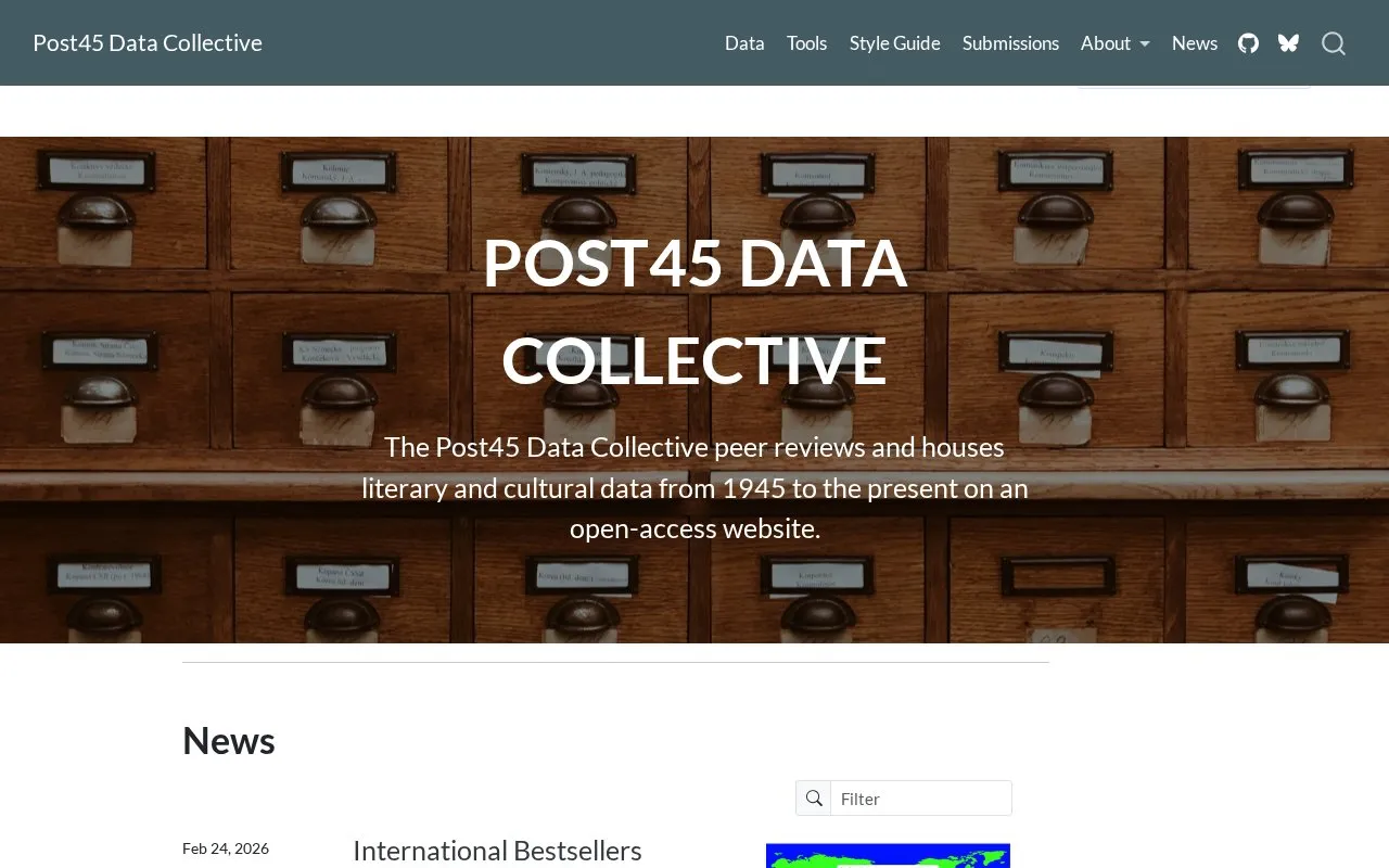 Post45 Data Collective homepage screenshot