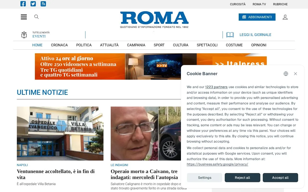 Il Roma homepage screenshot