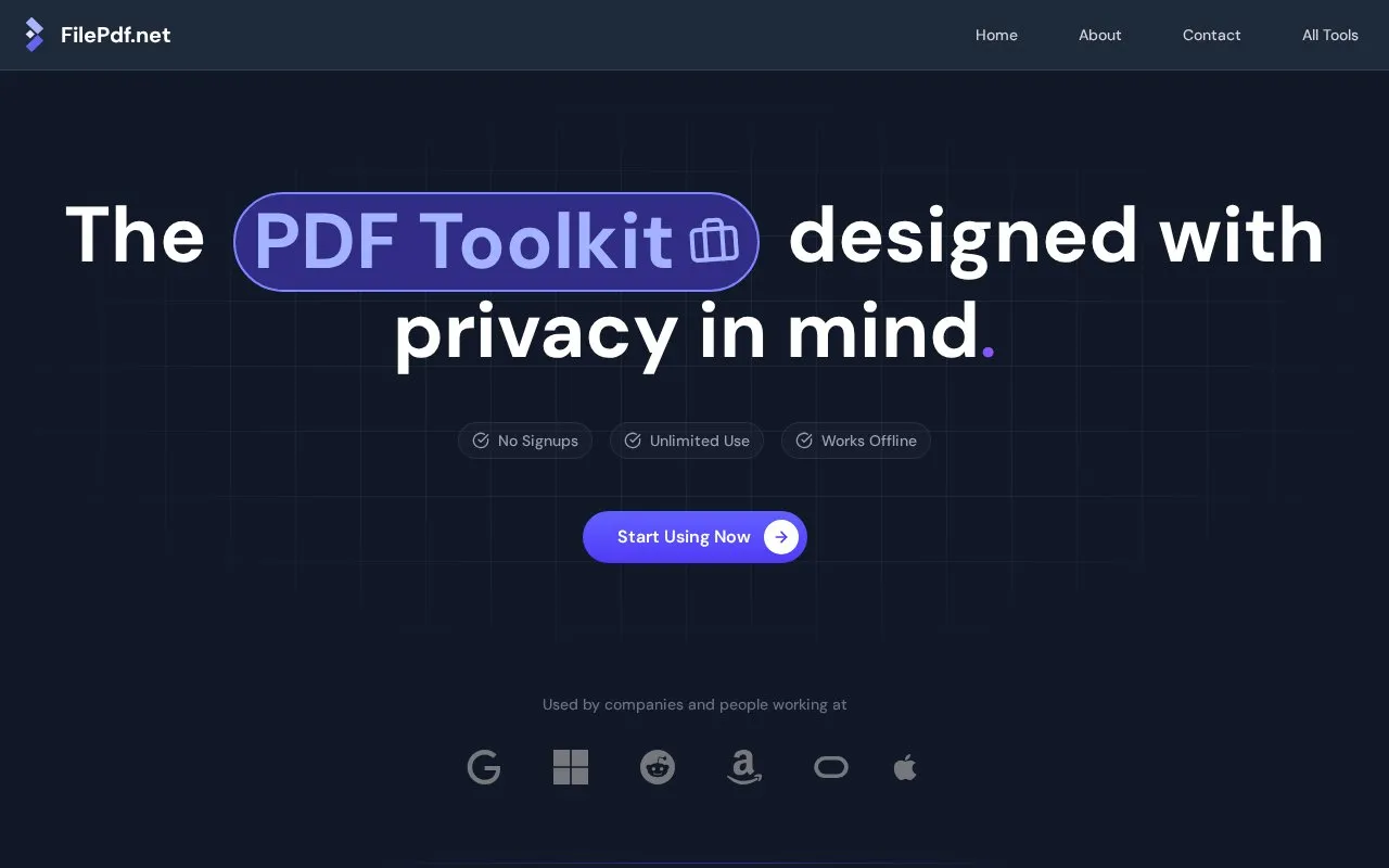 File PDF homepage screenshot