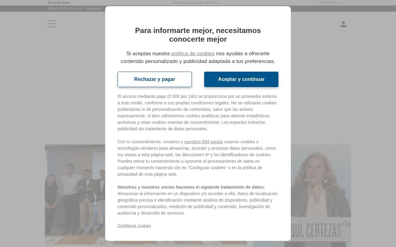 El Correo de Burgos homepage screenshot