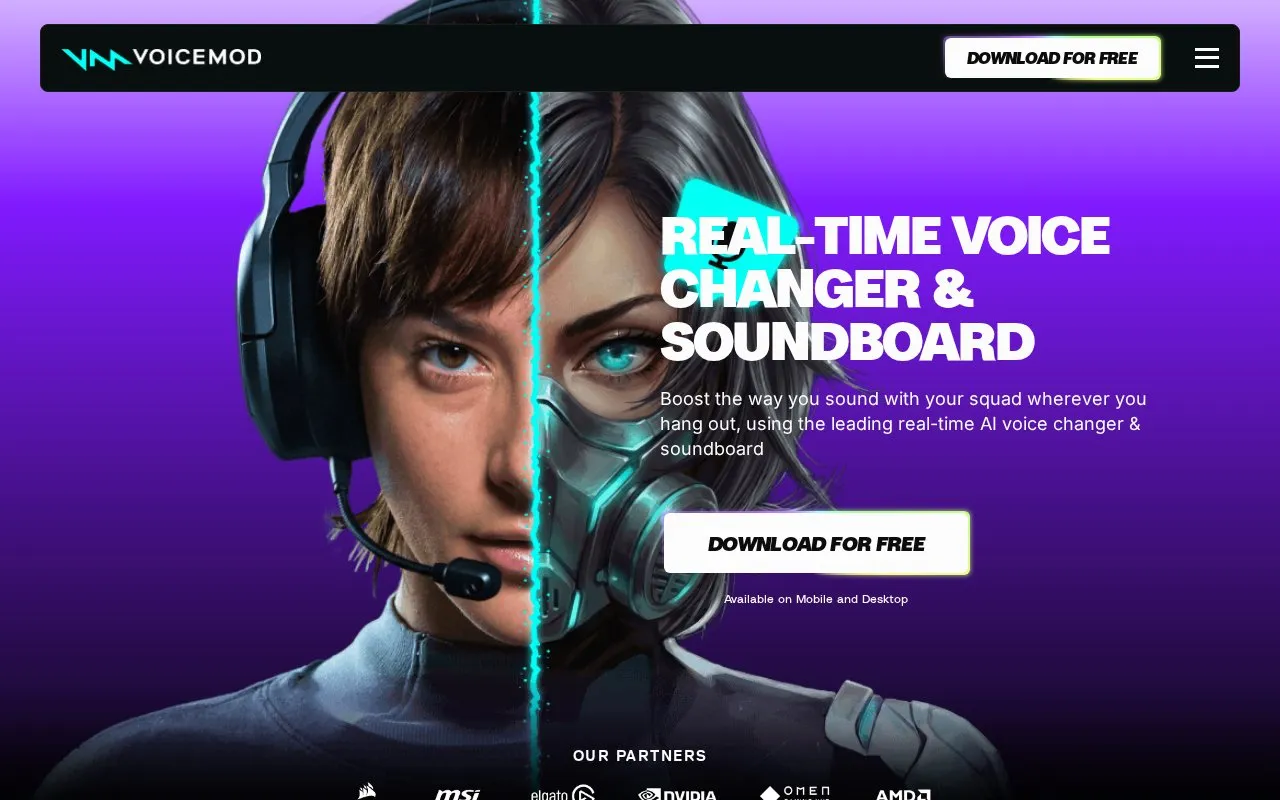 Voicemod homepage screenshot