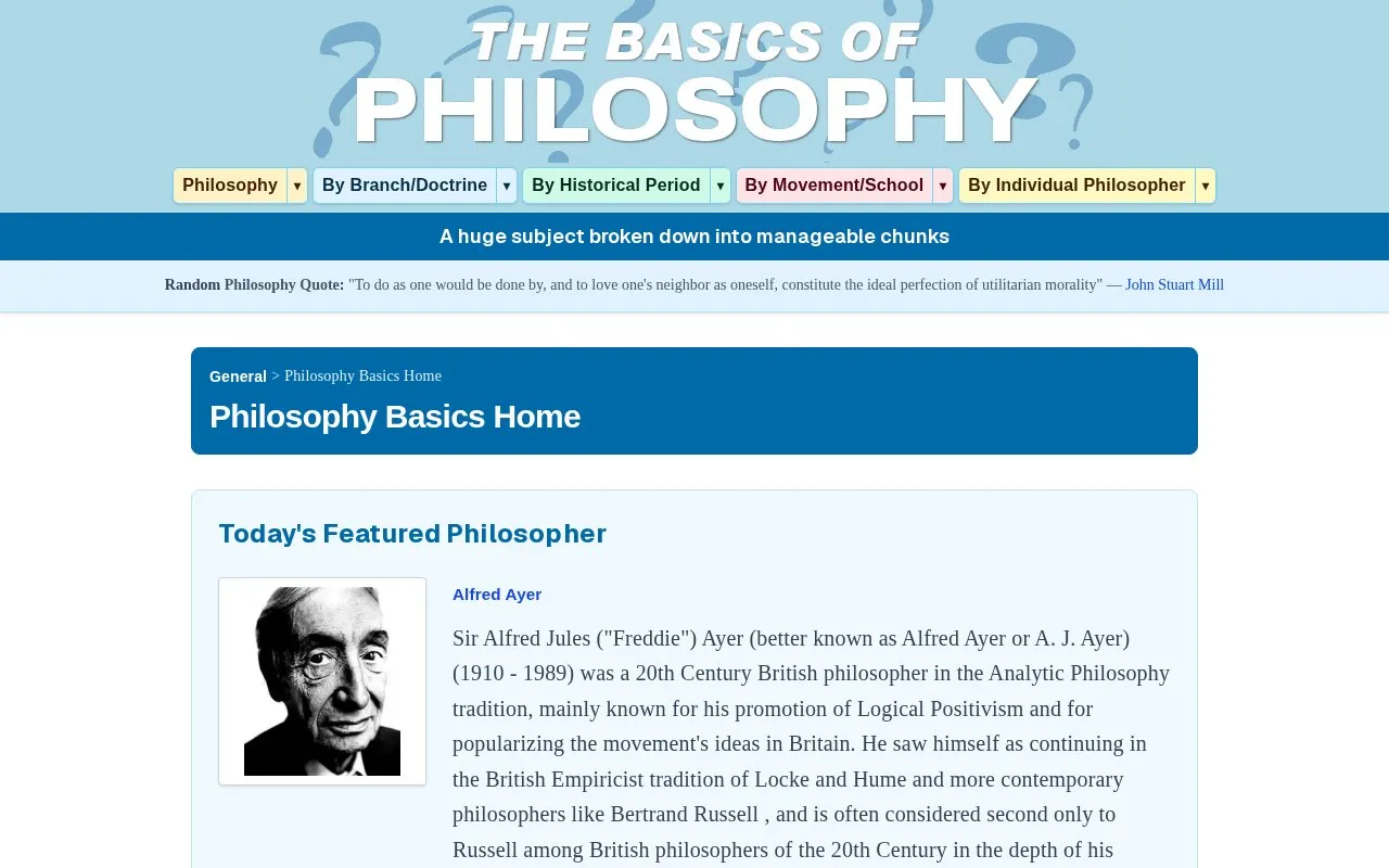 PhilosophyBasics homepage screenshot