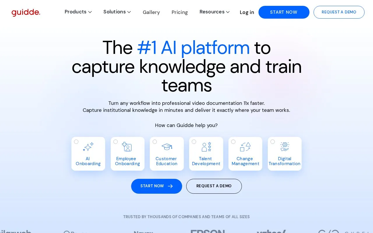 Guidde homepage screenshot