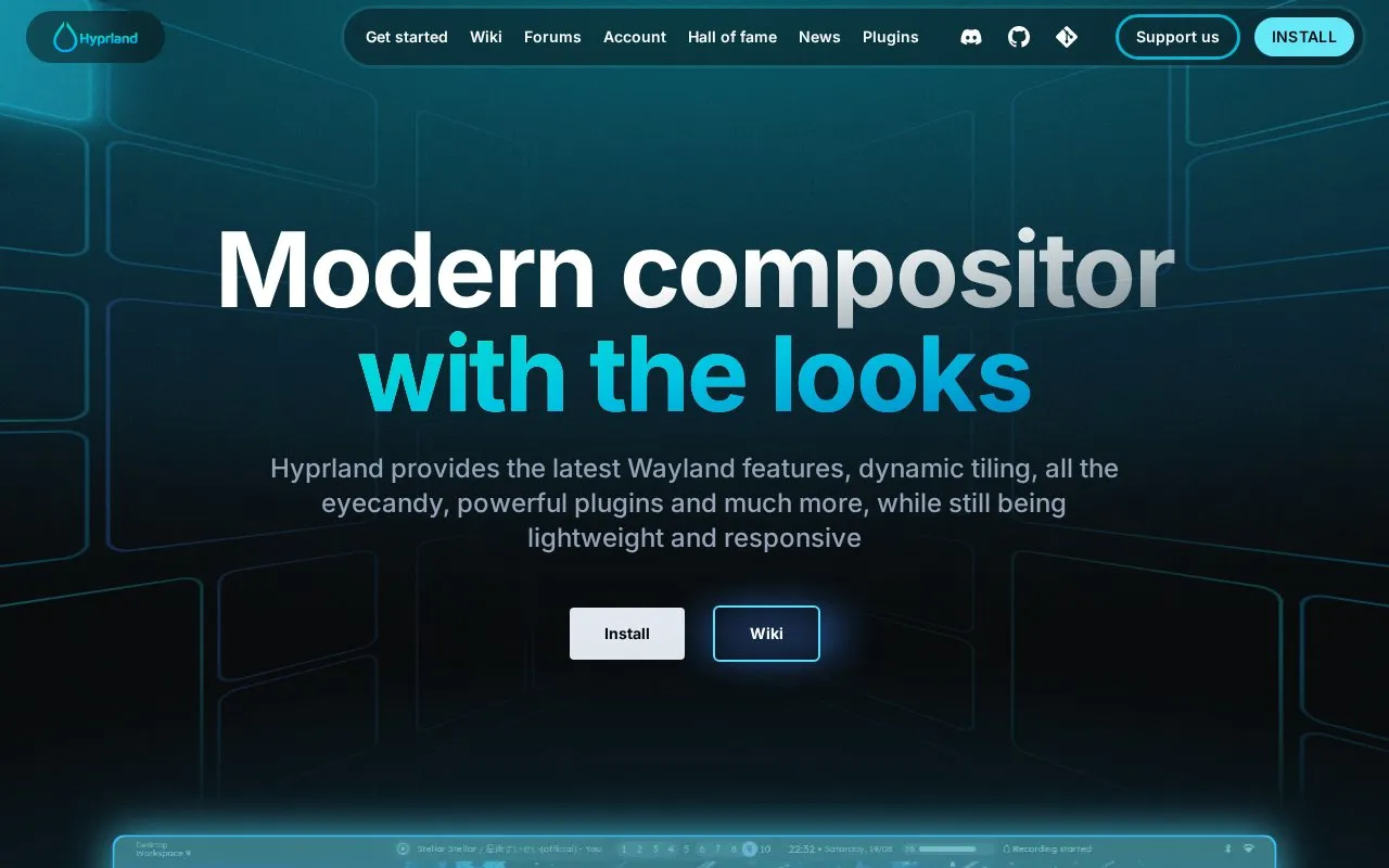 Hyprland homepage screenshot