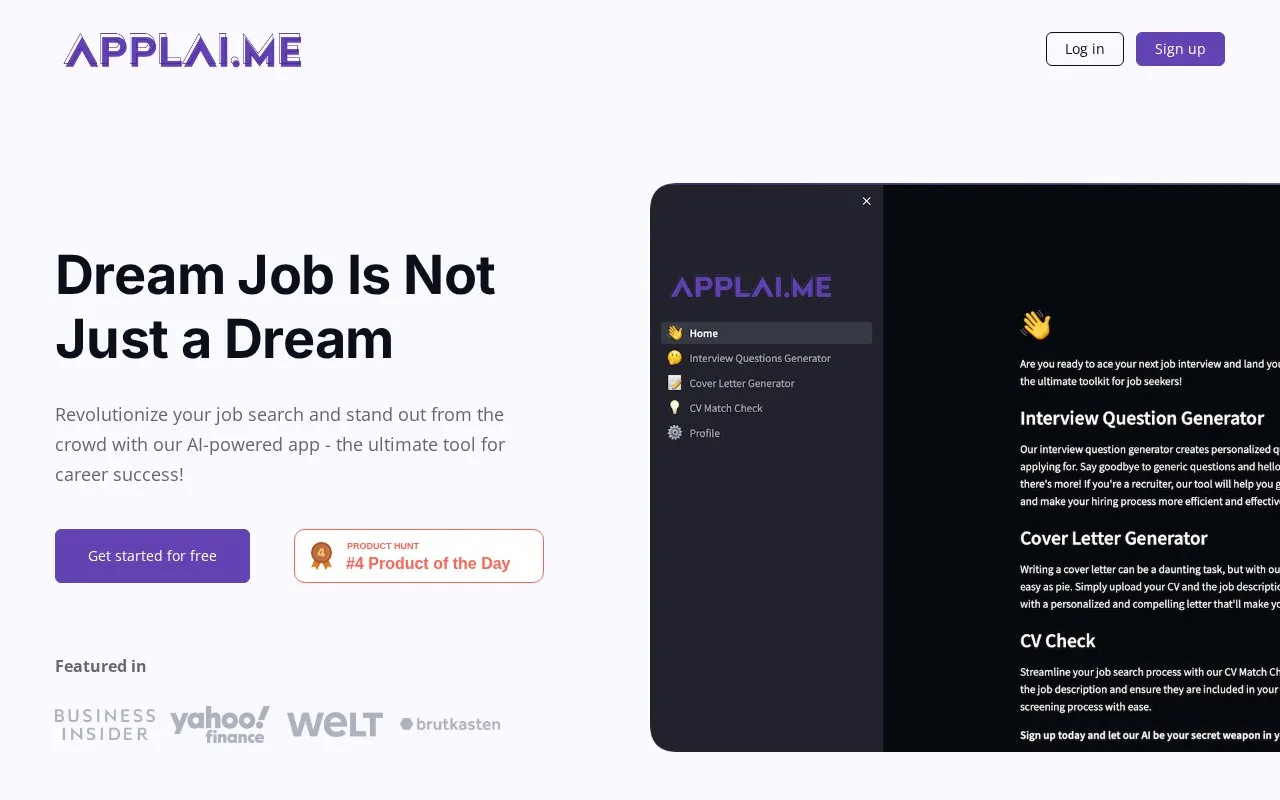 applai.me homepage screenshot