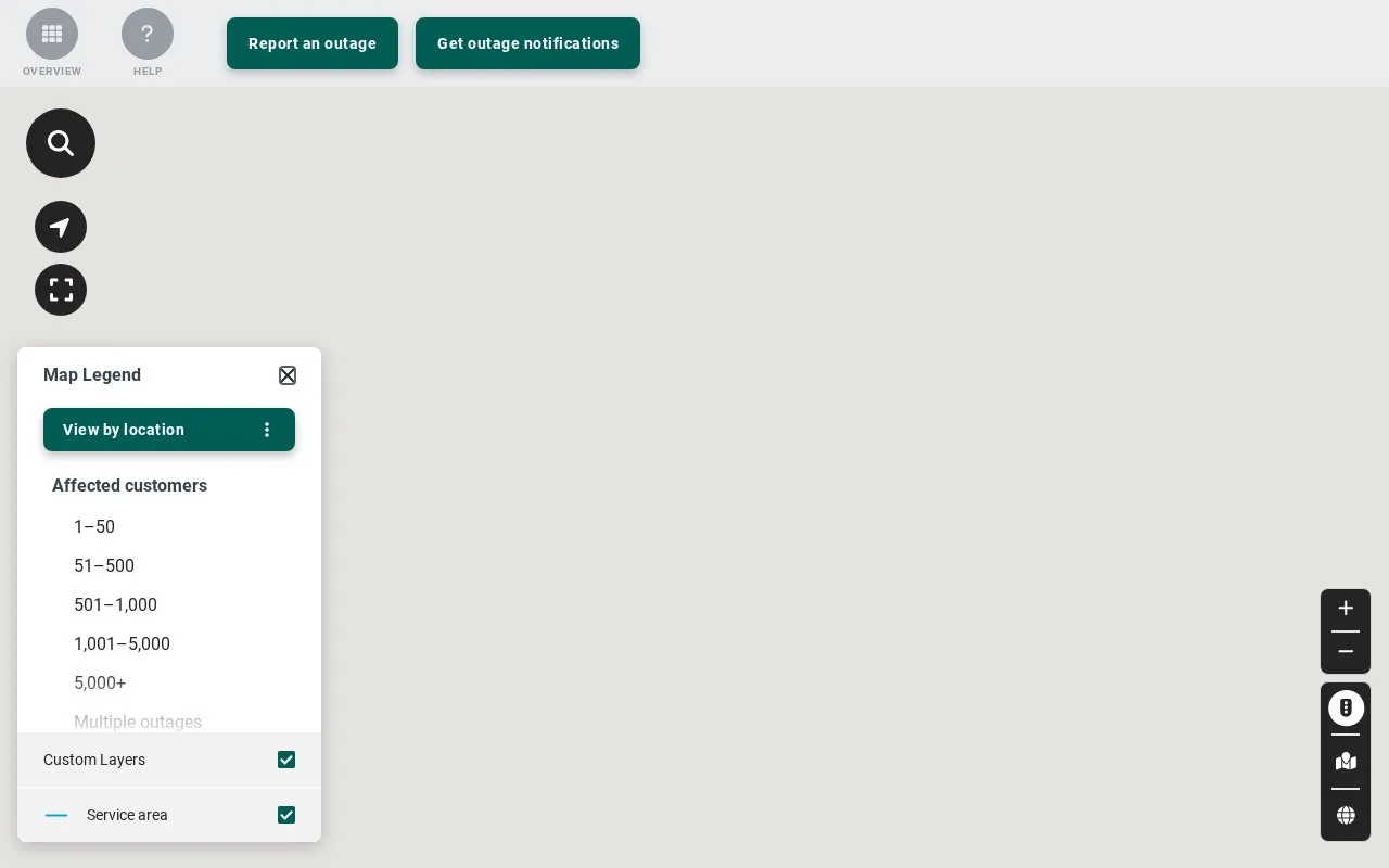 Outage map homepage screenshot