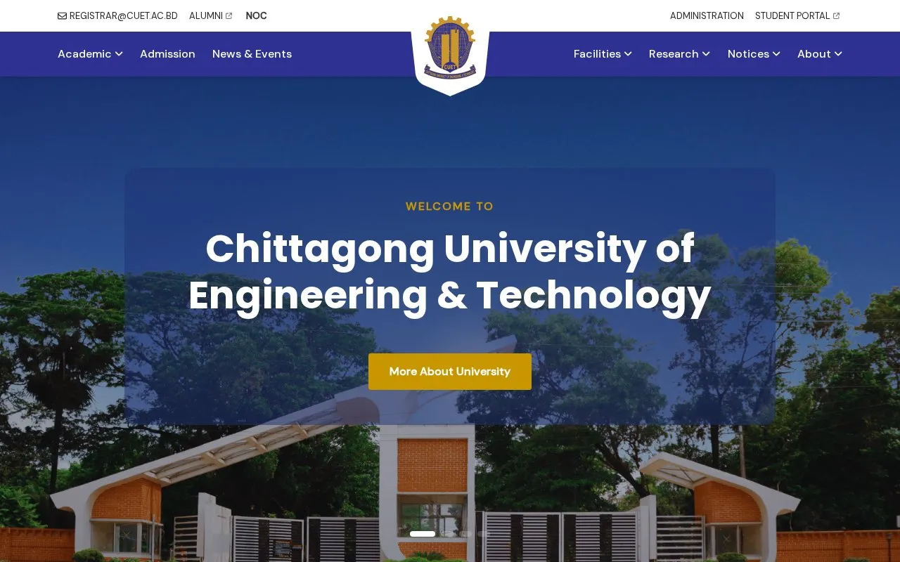 Chittagong University of Engineering and Technology homepage screenshot
