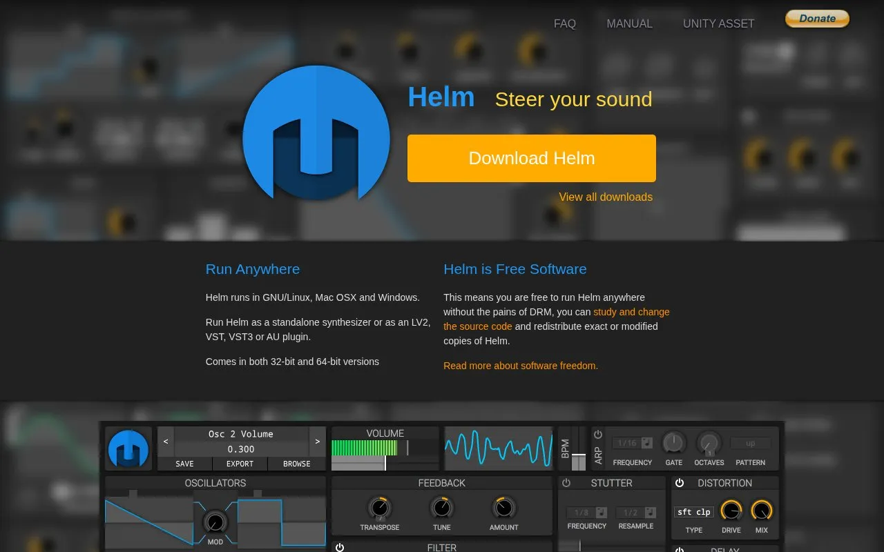 Helm homepage screenshot