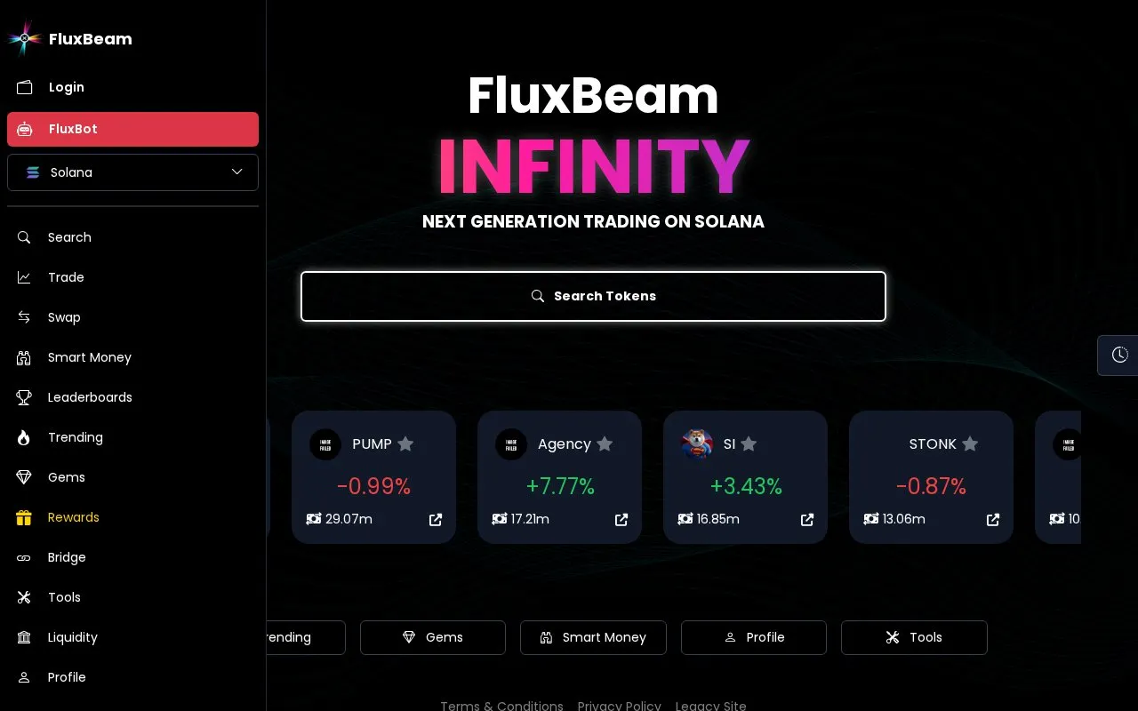 FluxBeam homepage screenshot