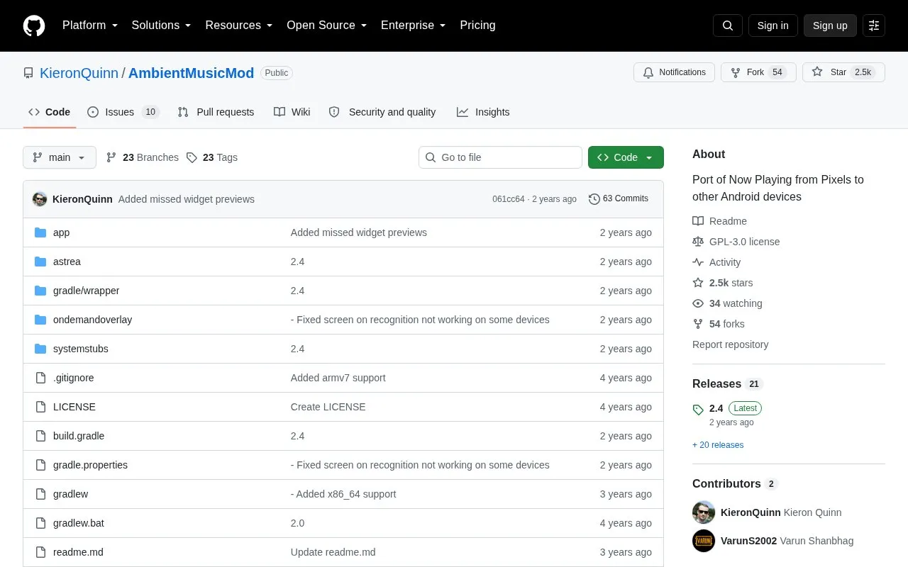 AmbientMusicMod homepage screenshot