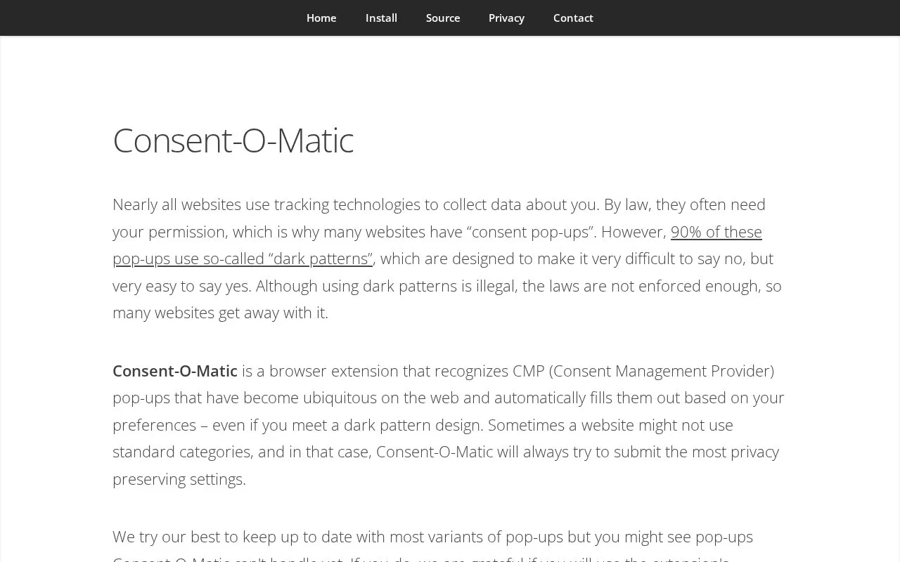 Consent-O-matic homepage screenshot