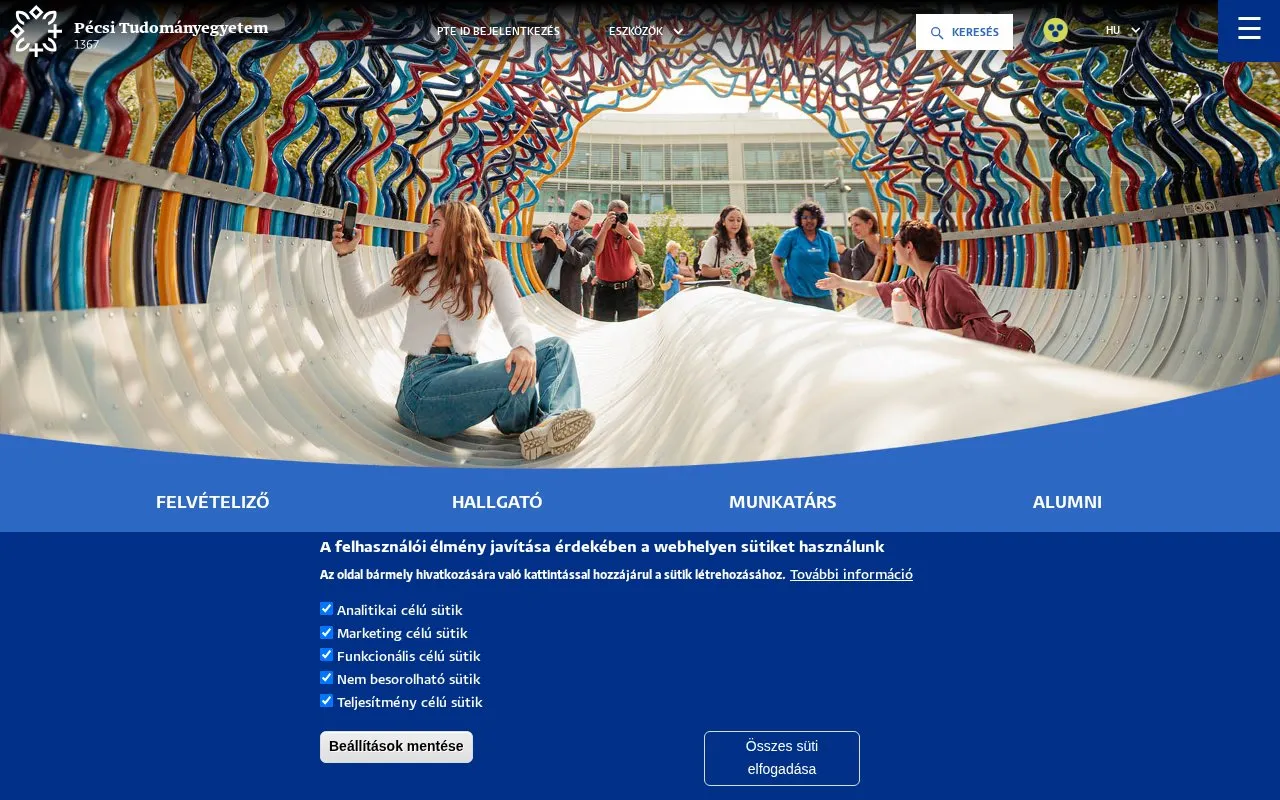 University of Pecs homepage screenshot