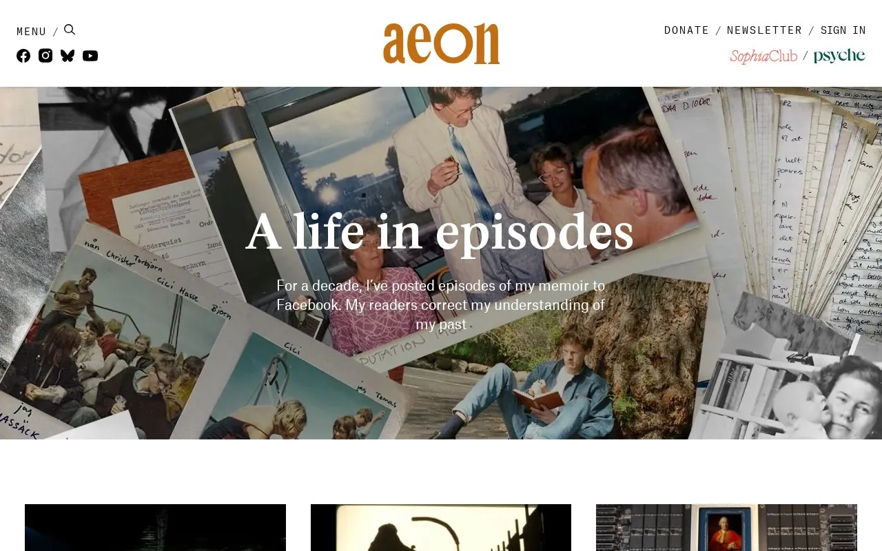 Aeon homepage screenshot