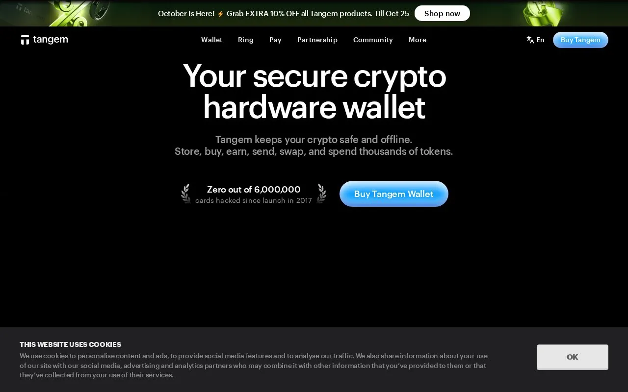 Tangem Wallet homepage screenshot
