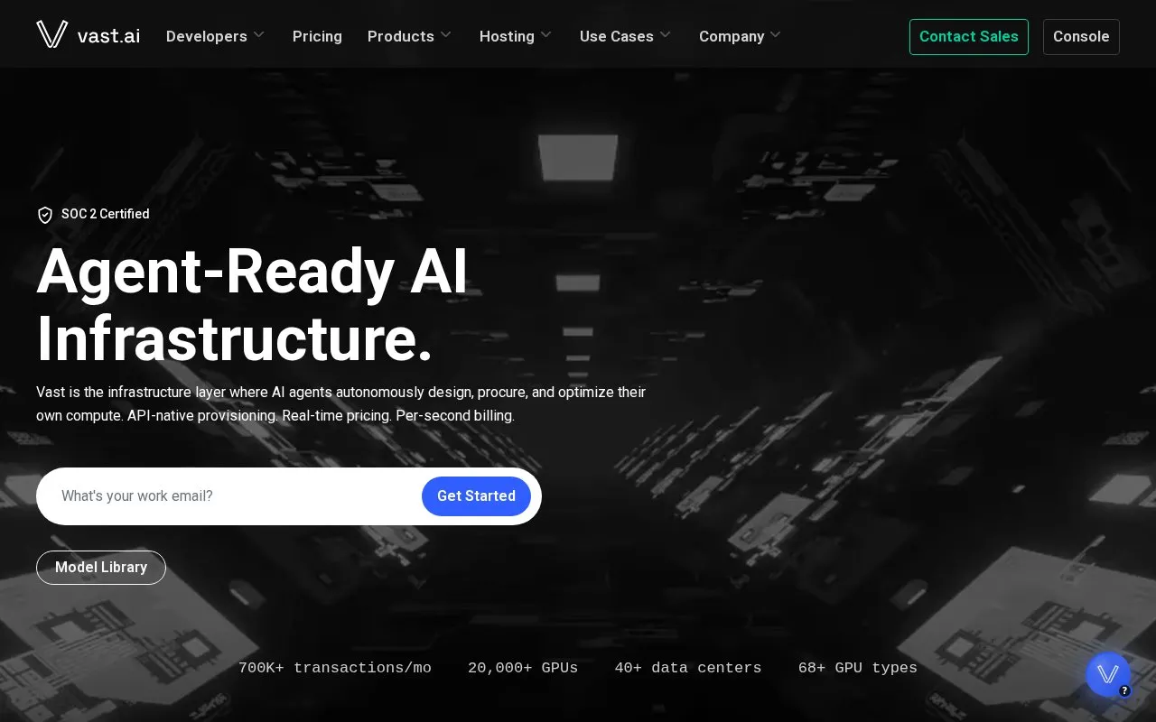 Vast AI homepage screenshot