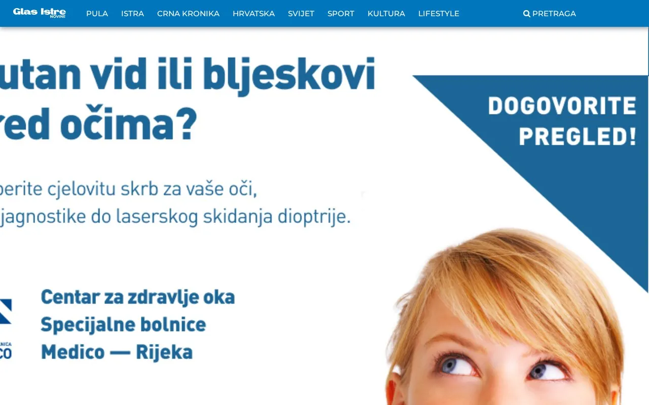 Glas Istre homepage screenshot