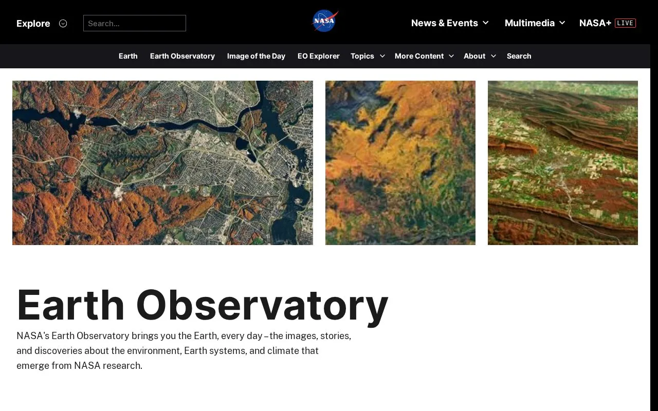 Visible Earth homepage screenshot
