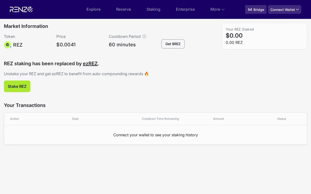 Renzo homepage screenshot