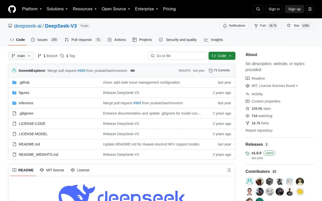 DeepSeek-V3 homepage screenshot