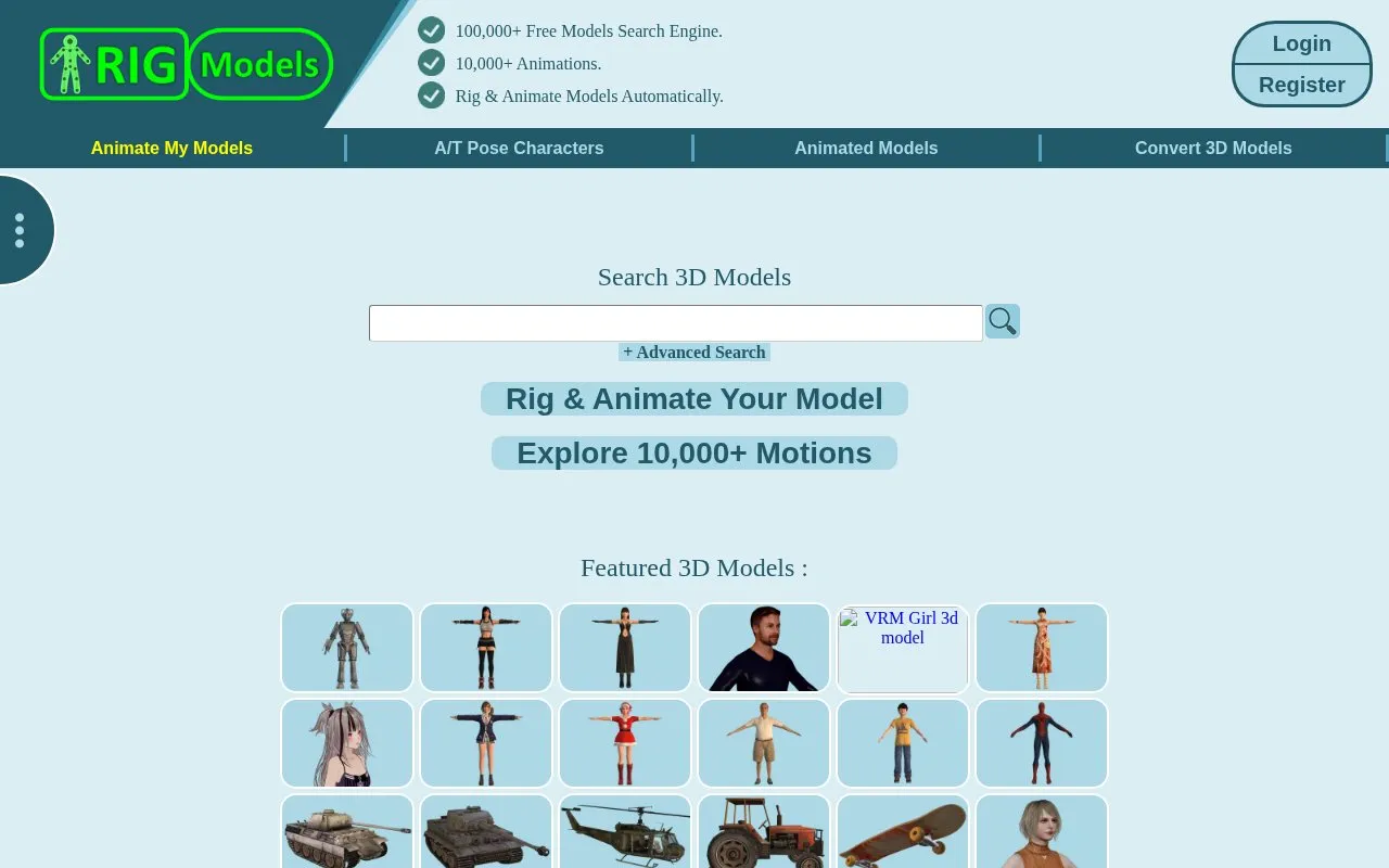 RIGModels homepage screenshot