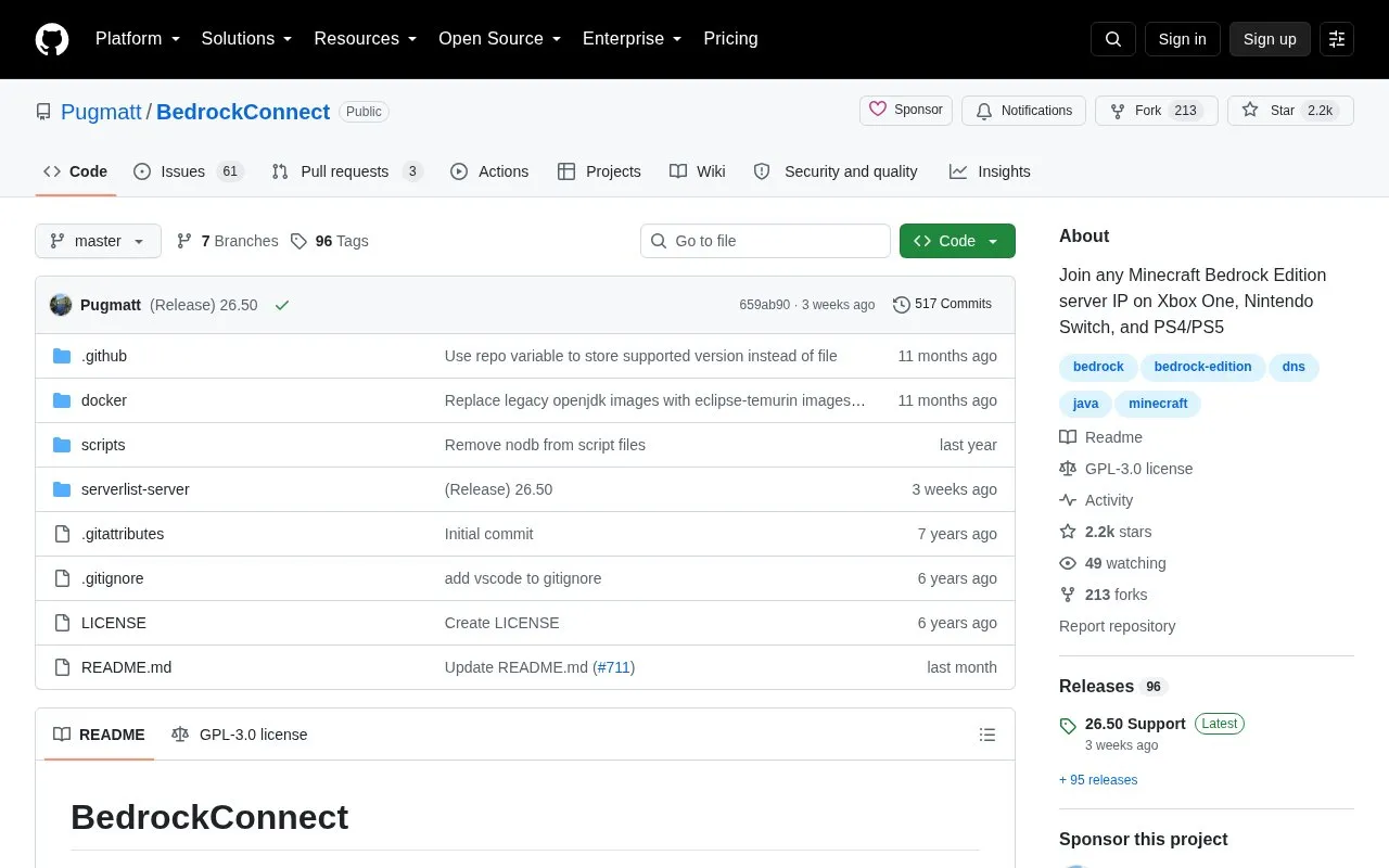 BedrockConnect homepage screenshot