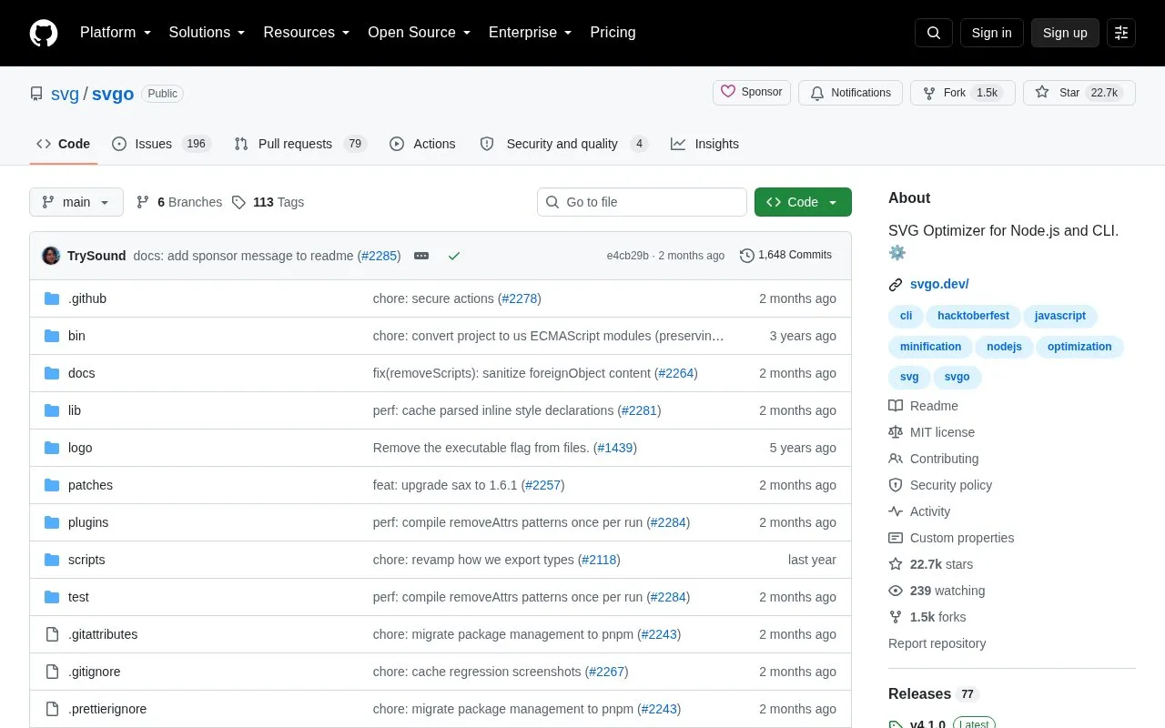 SVGO homepage screenshot