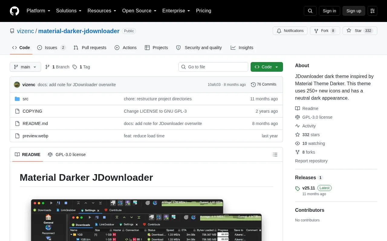 Dark Theme homepage screenshot
