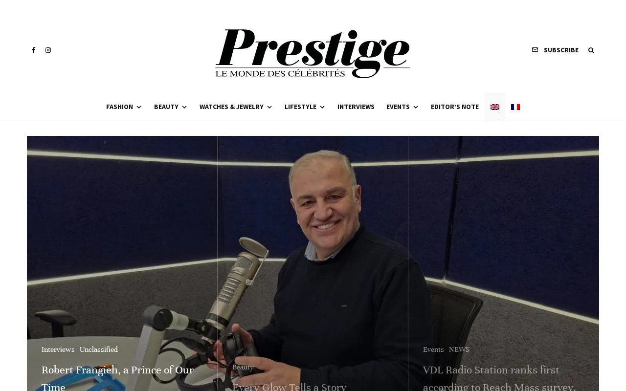 Prestige homepage screenshot