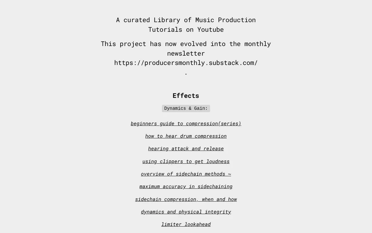 ProducerLibrary homepage screenshot
