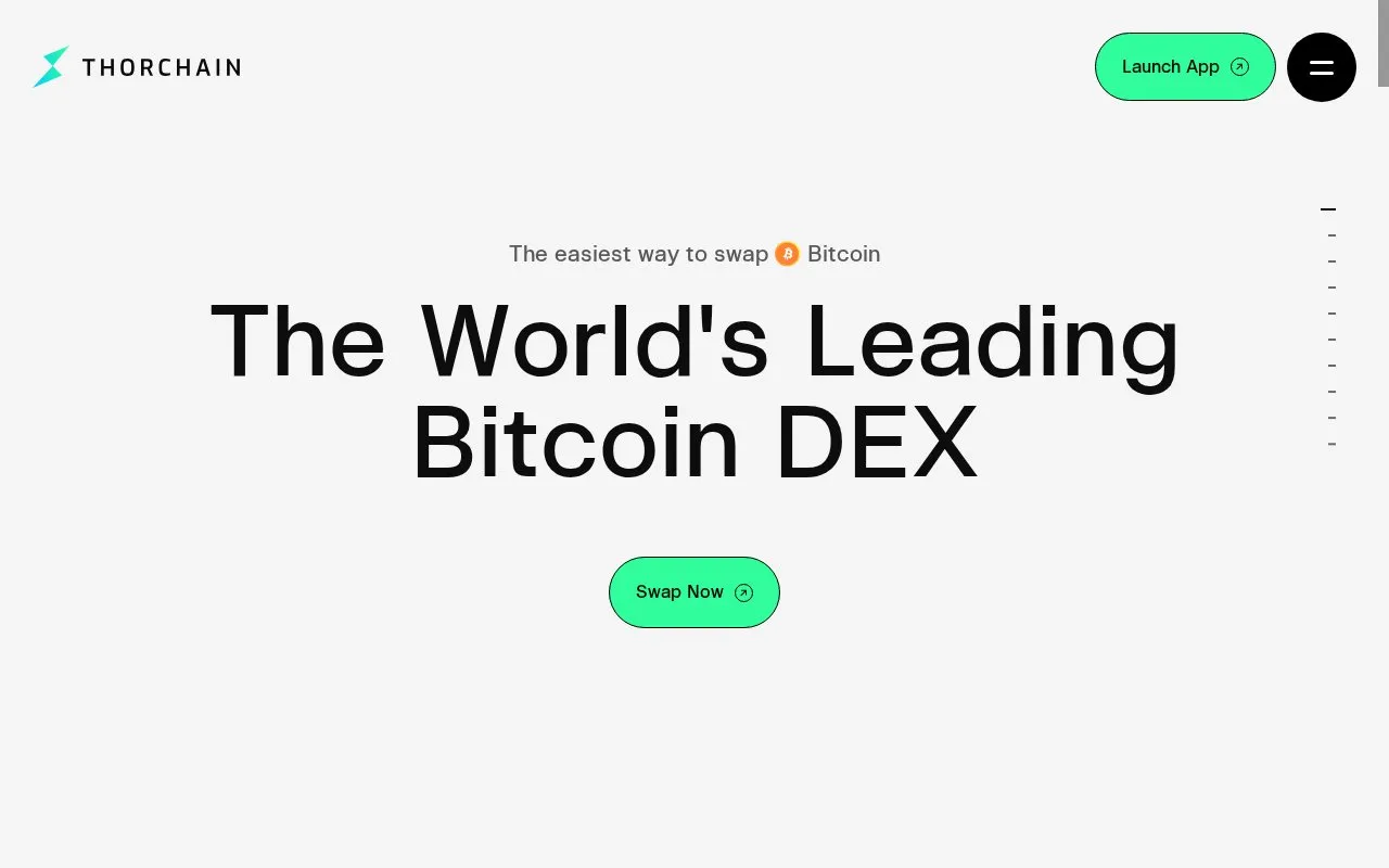 THORChain DEX homepage screenshot