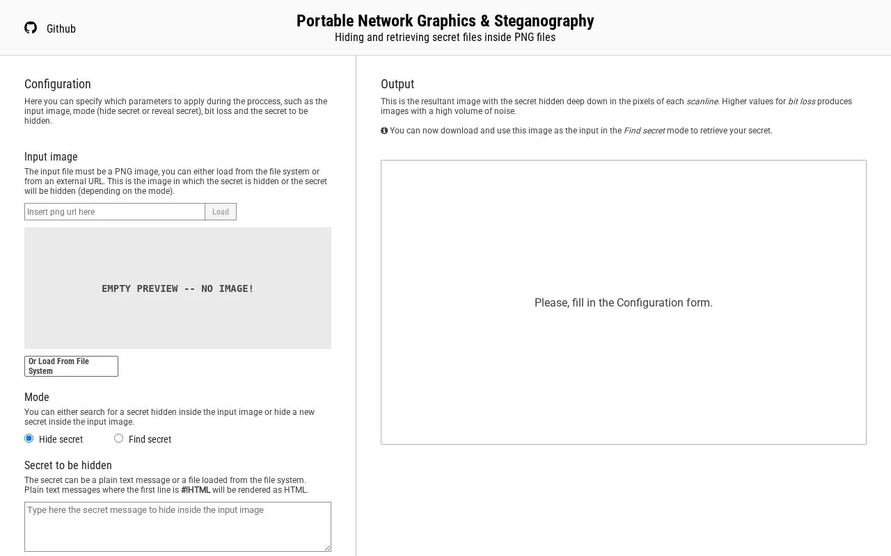 Steganography-PNG homepage screenshot
