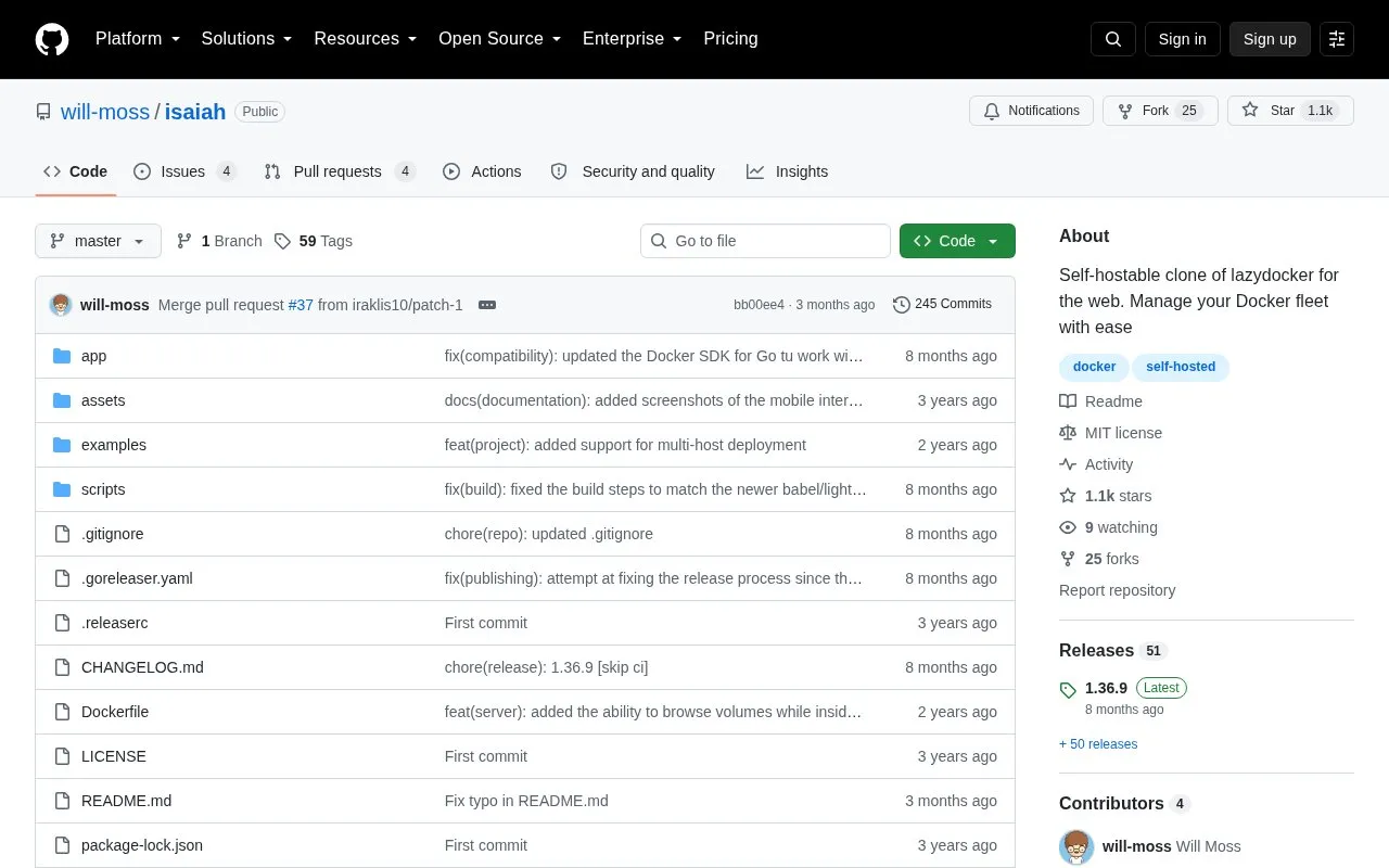 Isaiah homepage screenshot