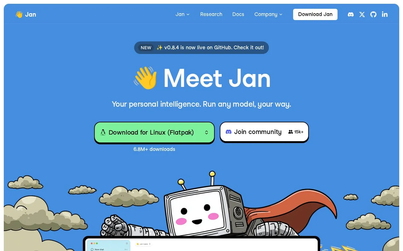 Jan homepage screenshot