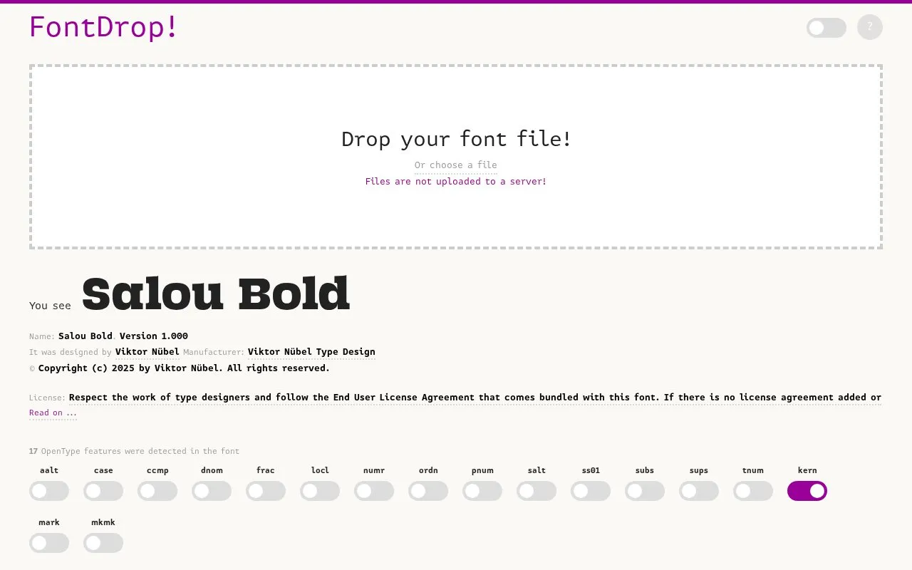 FontDrop homepage screenshot