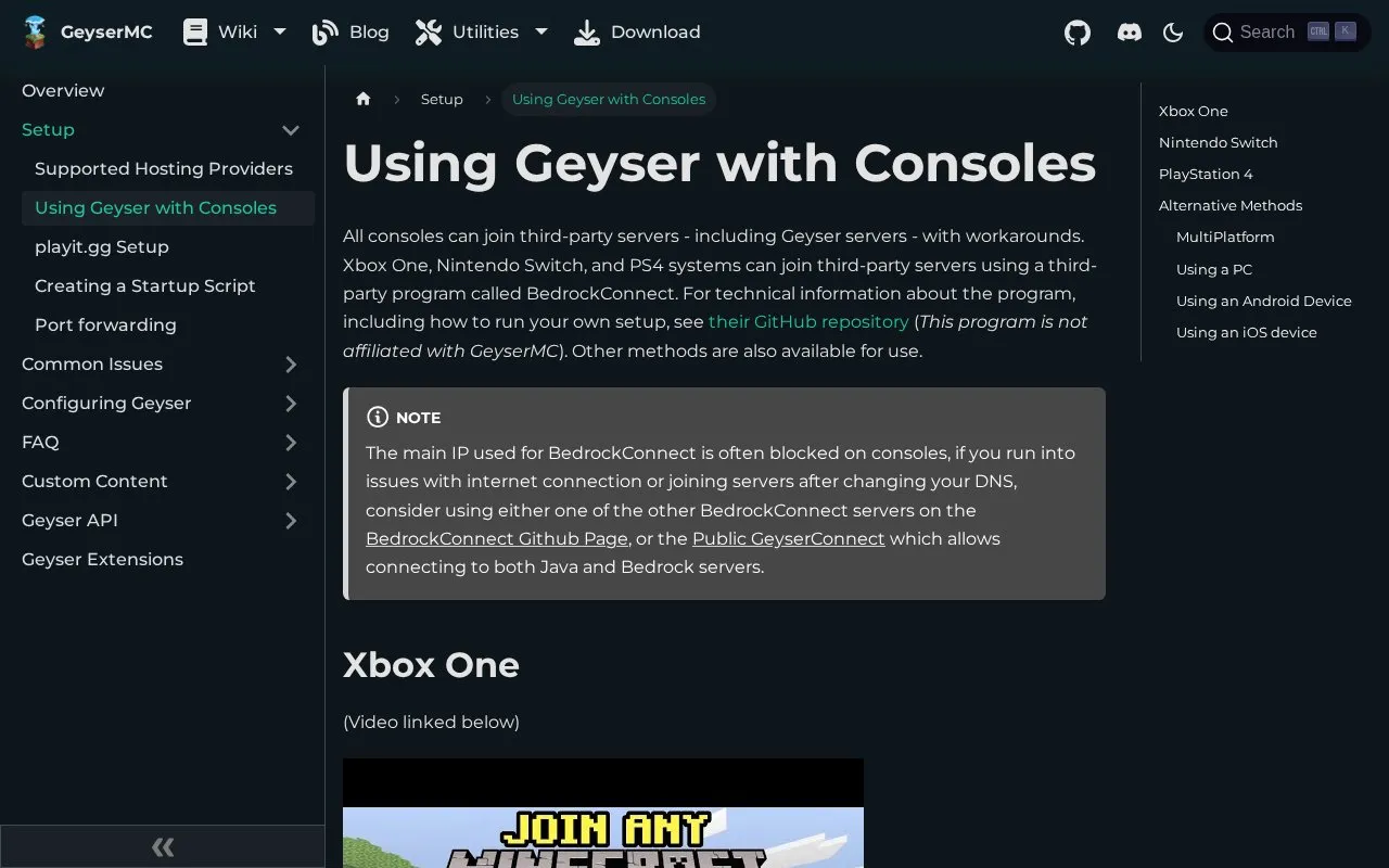 Consoles homepage screenshot