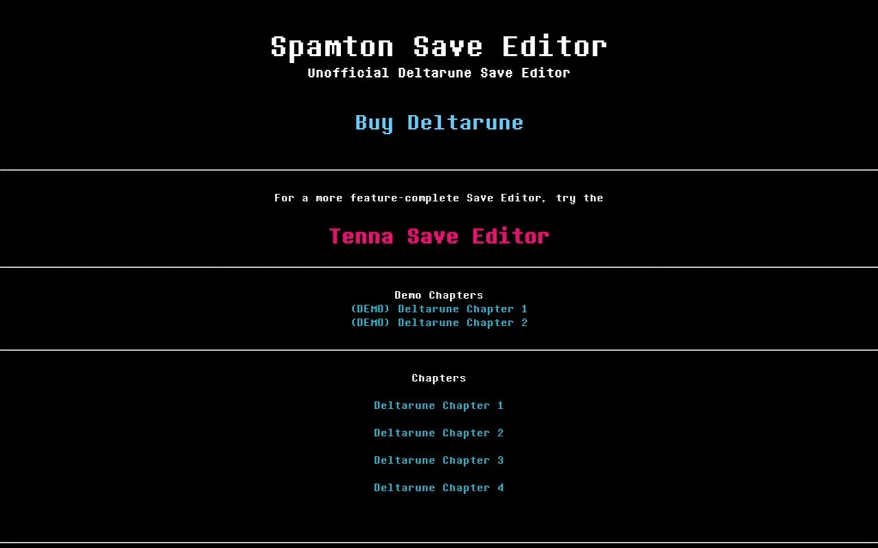 Spamton Save Editor homepage screenshot