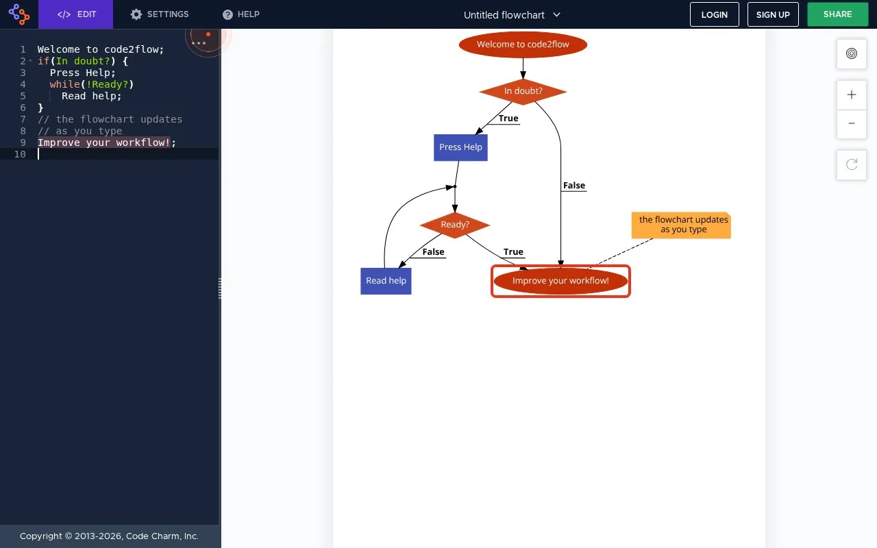 Code2Flow homepage screenshot