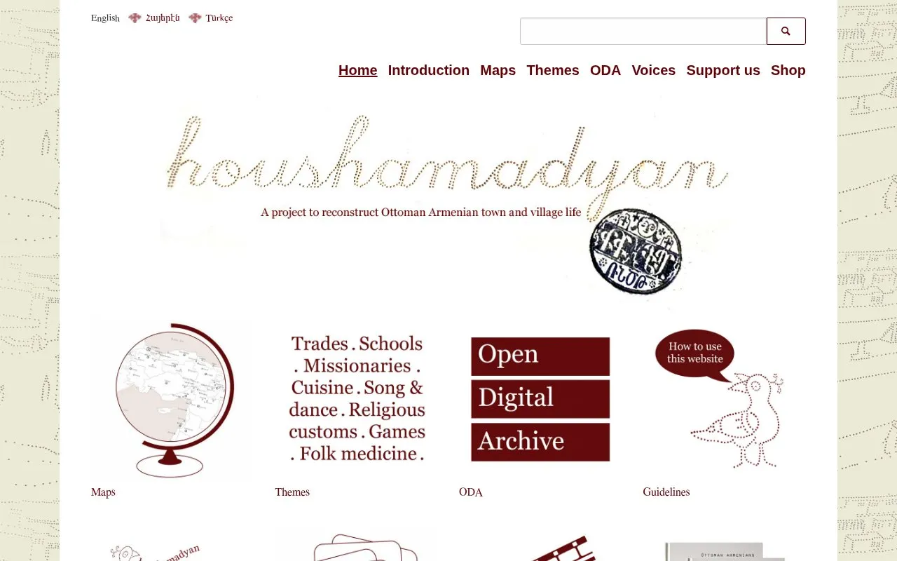 Houshamadyan homepage screenshot