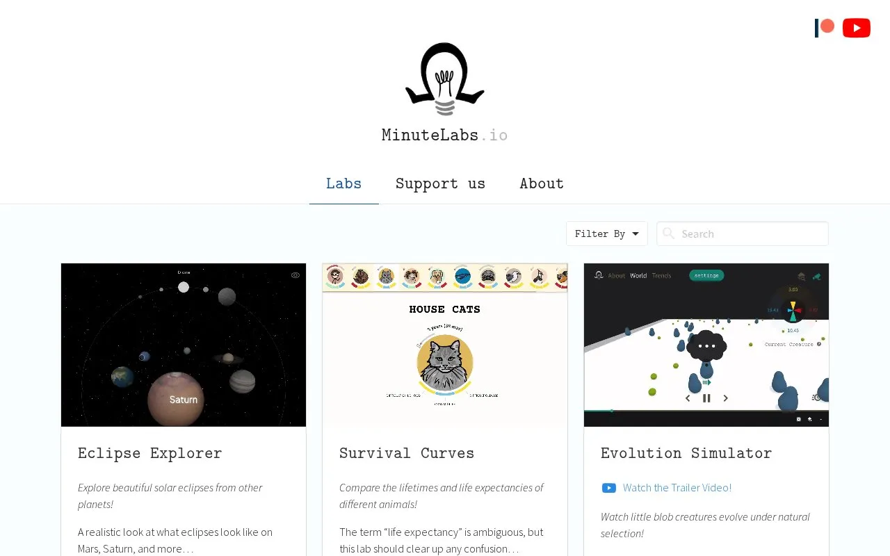 MinuteLabs homepage screenshot