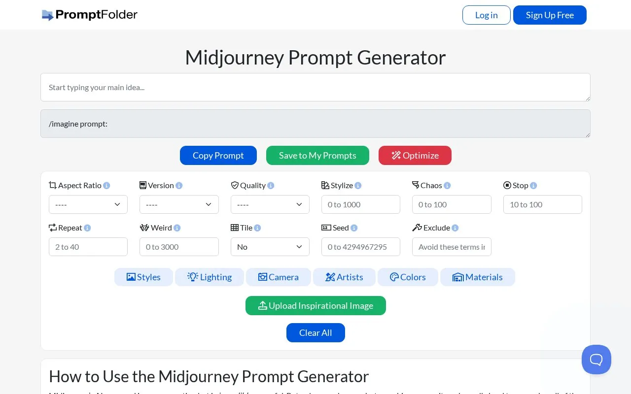 Noonshot for Midjourney homepage screenshot