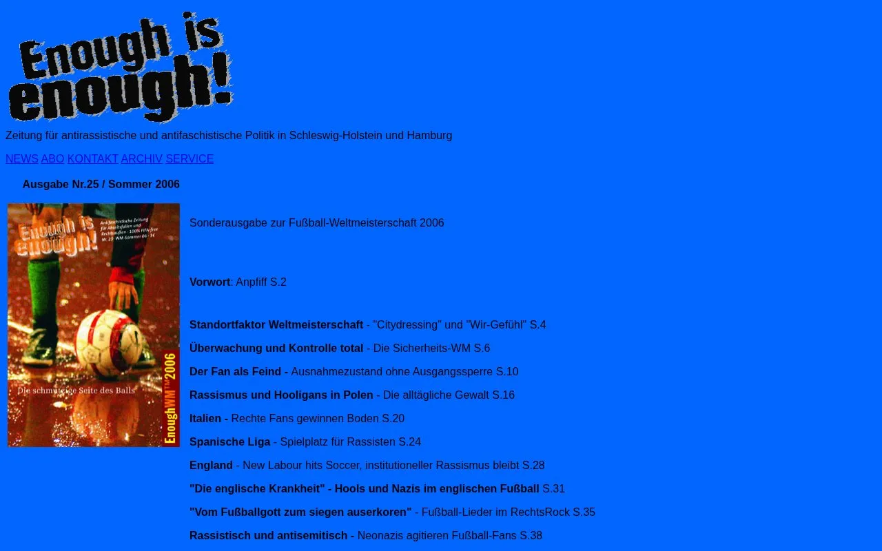 Enough is enough homepage screenshot