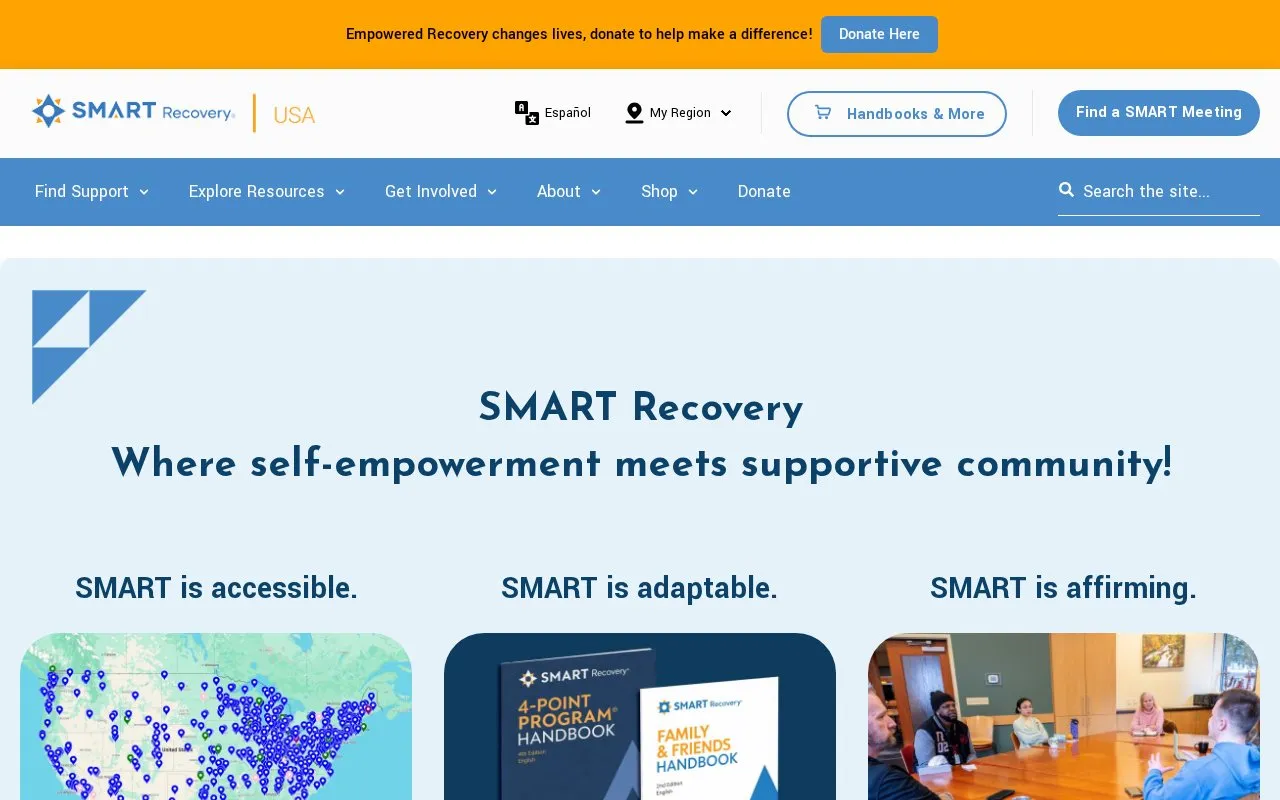 Smart Recovery homepage screenshot