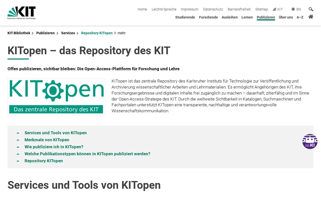 KITopen homepage screenshot